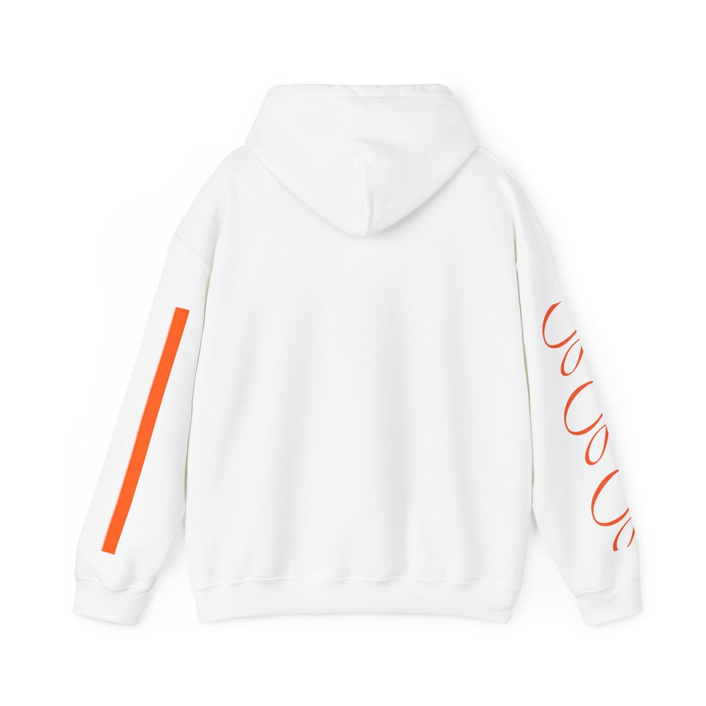 B...WHITE LOGO orange/white design.. white Unisex Heavy Blend™ Hooded Sweatshirt