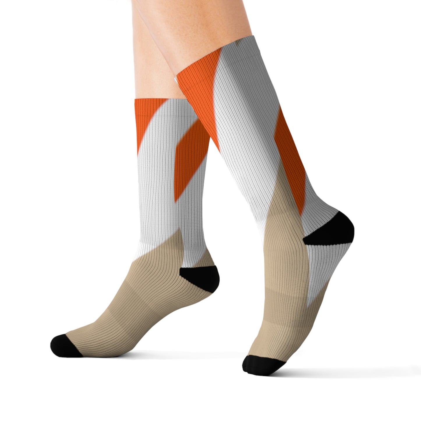 A.........orange/white/beige GGG design Sublimation Socks