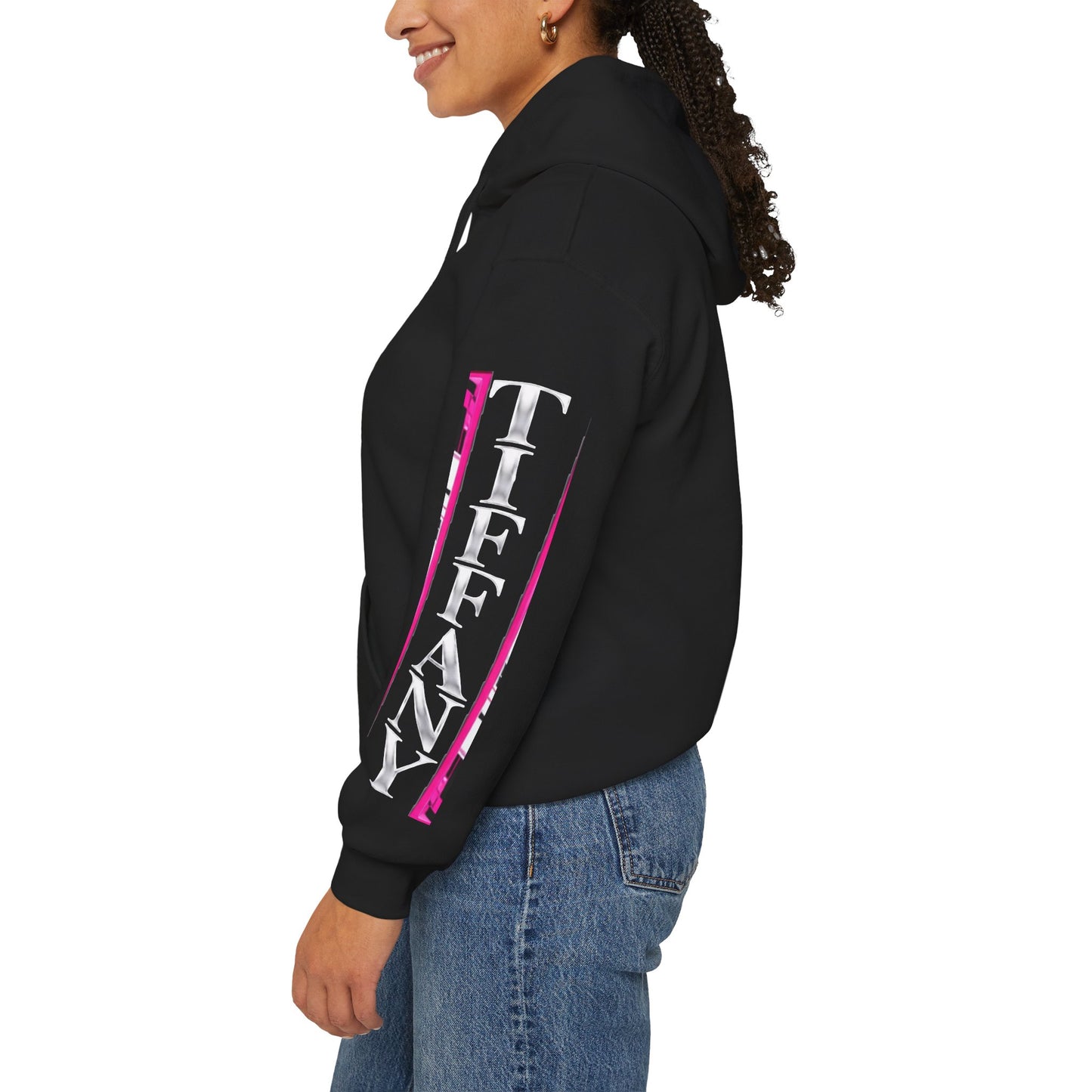 Zzz_TIFF CUSTOMIZED....NFCL WORK ATTIRE Niagara Falls Coach Lines Hoodie with HOT PINK,WHITE/BLACK Sleeve Graphics
