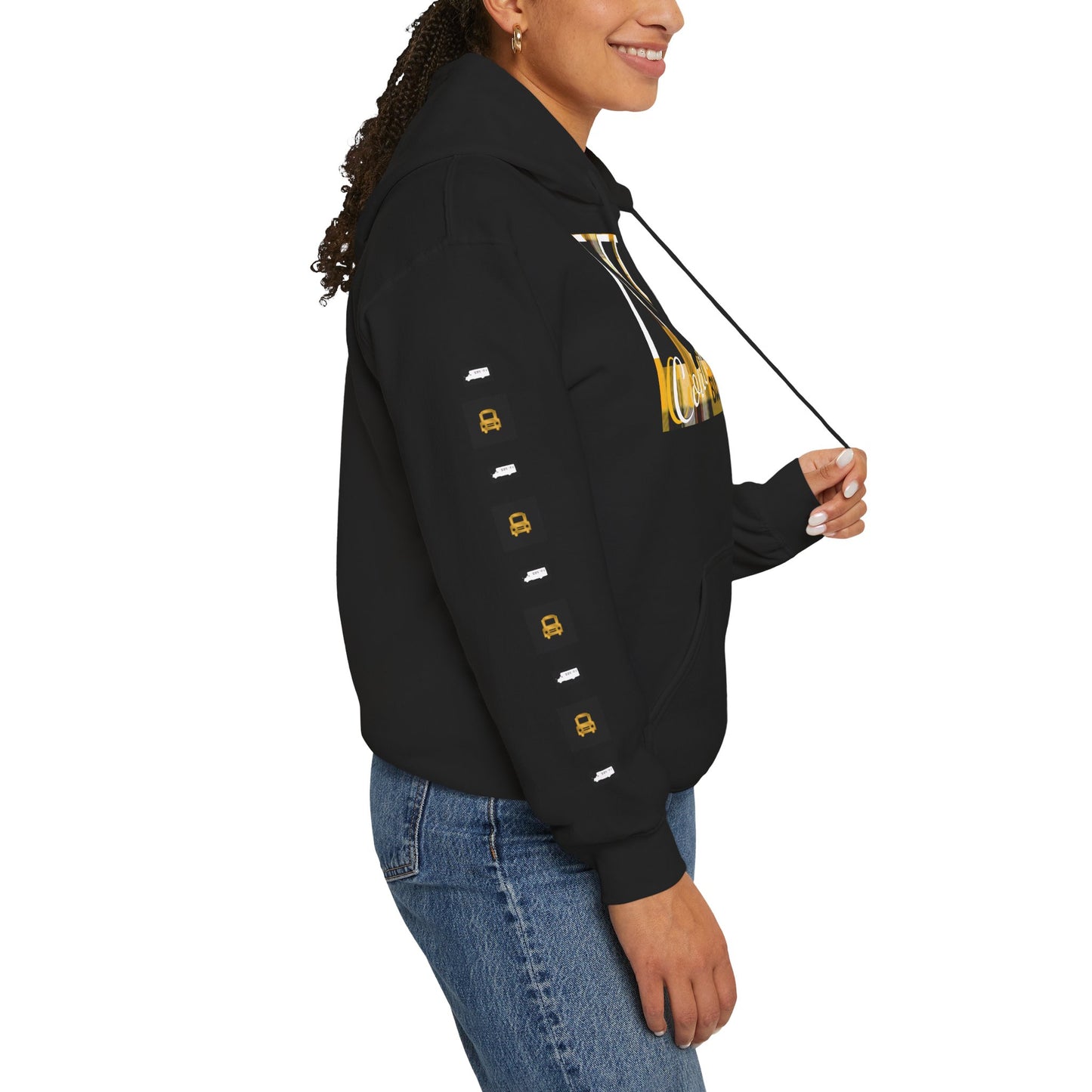 Z...h..NFCL WORK ATTIRE Niagara Falls Coach Lines Hoodie with yellow/black plaid Sleeve Graphics