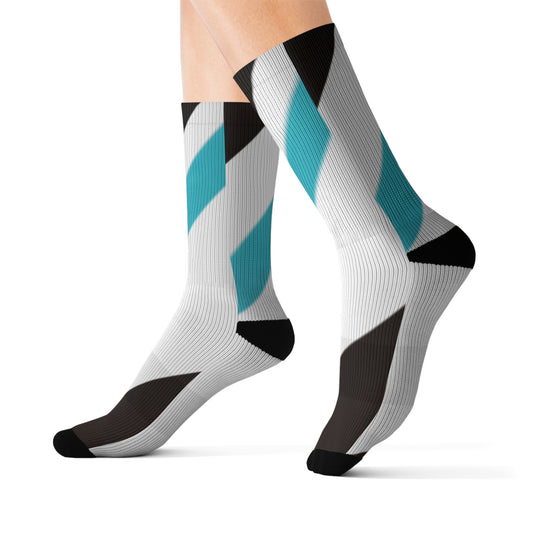 A...........black/turquoise/white GGG design Sublimation Socks