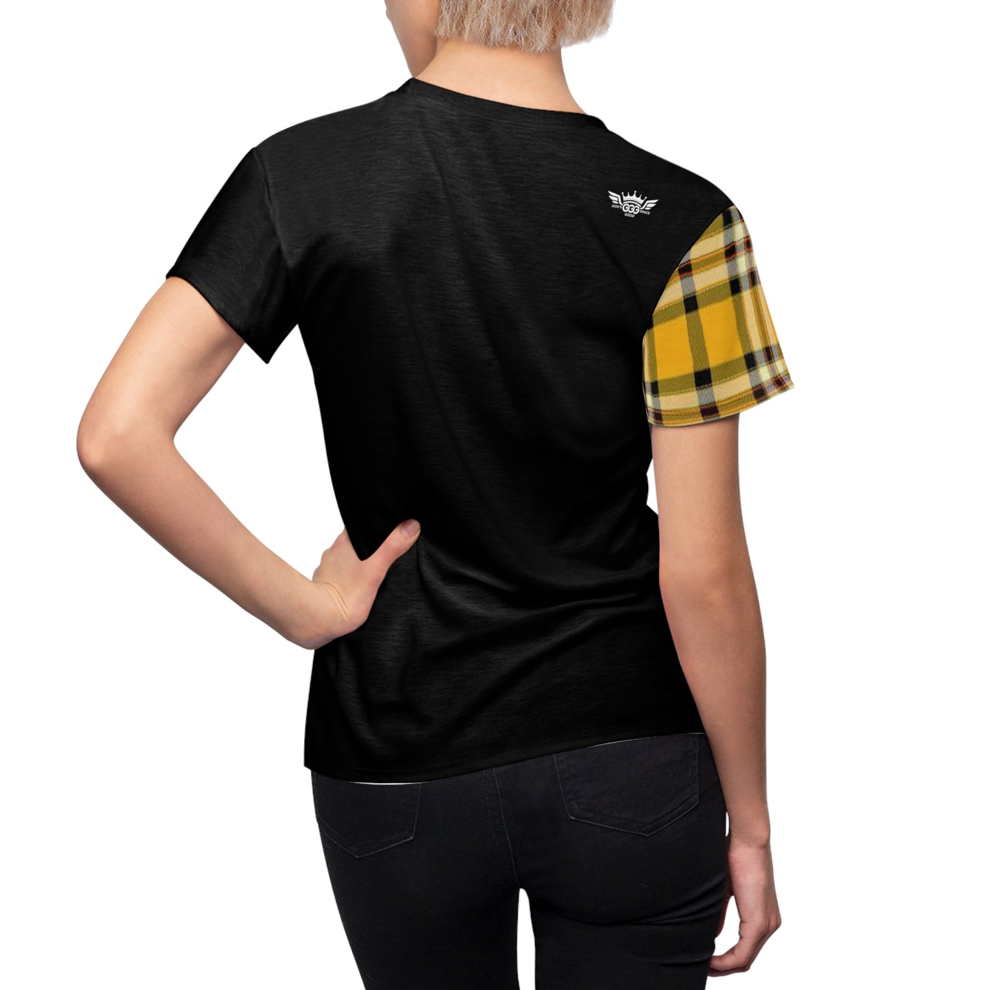 E...GGG yellow,black,white design Women's AOP Cut & Sew Tee