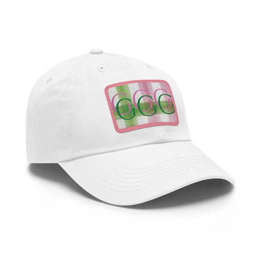 C...pink/green/white design Hat with Leather Patch ( hat, t-shirt, socks SOLD SEPARATELY )