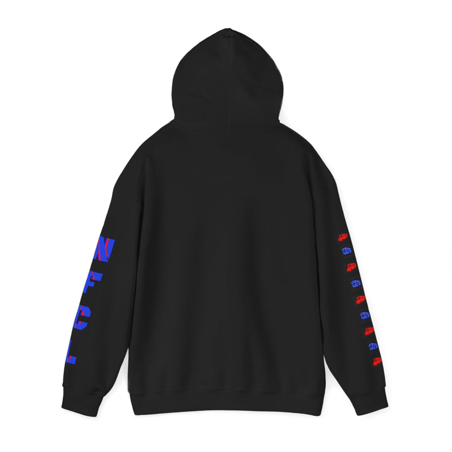 Z...b..NFCL WORK ATTIRE Niagara Falls Coach Lines Hoodie with Red/blue/black Sleeve Graphics