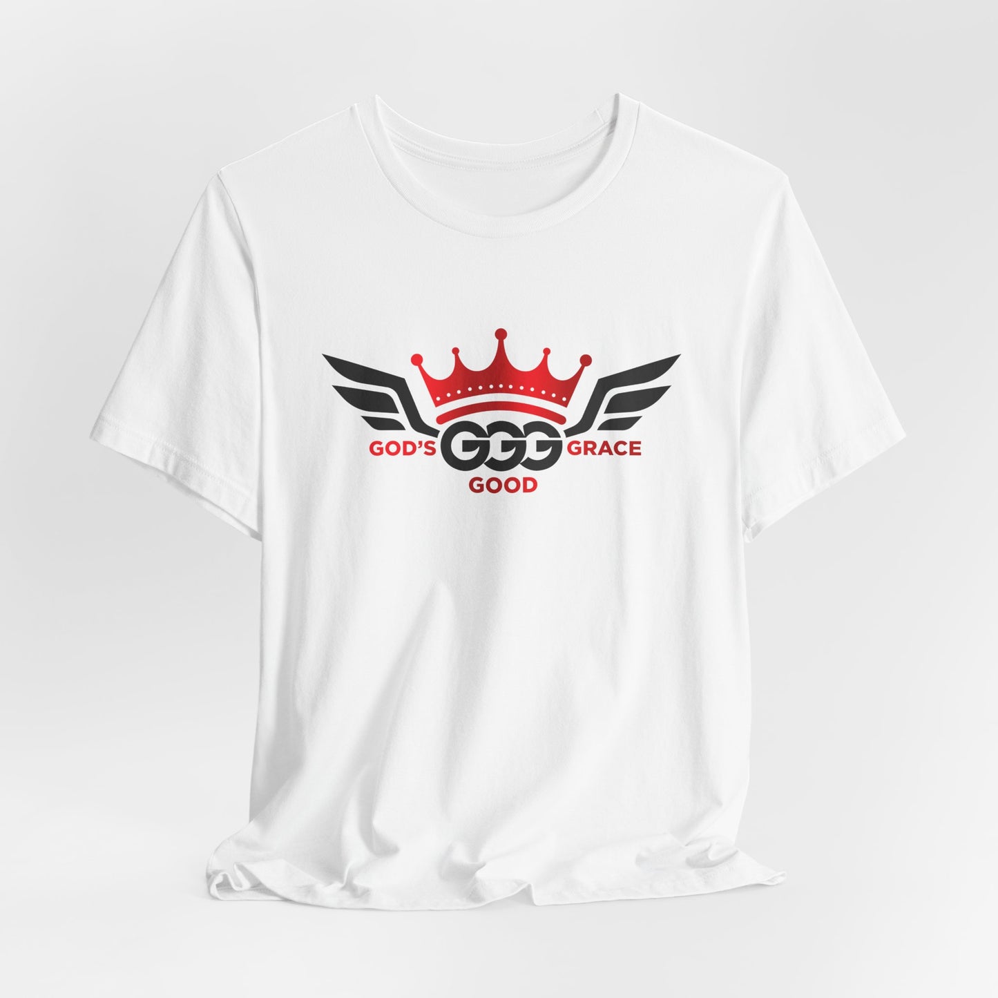 O...GGG red/black logo white Graphic Tee — Faithwear