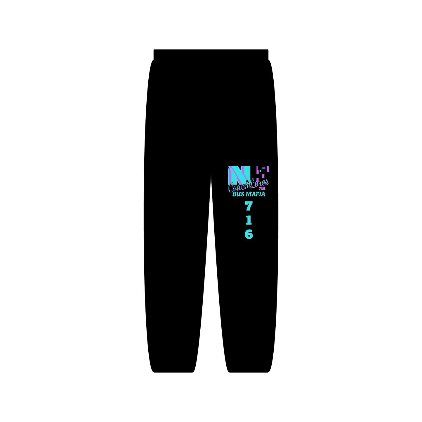 Z...f..NFCL WORK ATTIRE Customizable purple turquoise/black 716 Sweatpants — Personalized Text Joggers