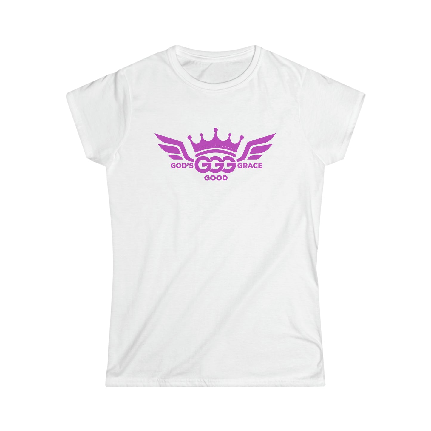 A....PURPLE LOGO WOMENS white Softstyle Tee