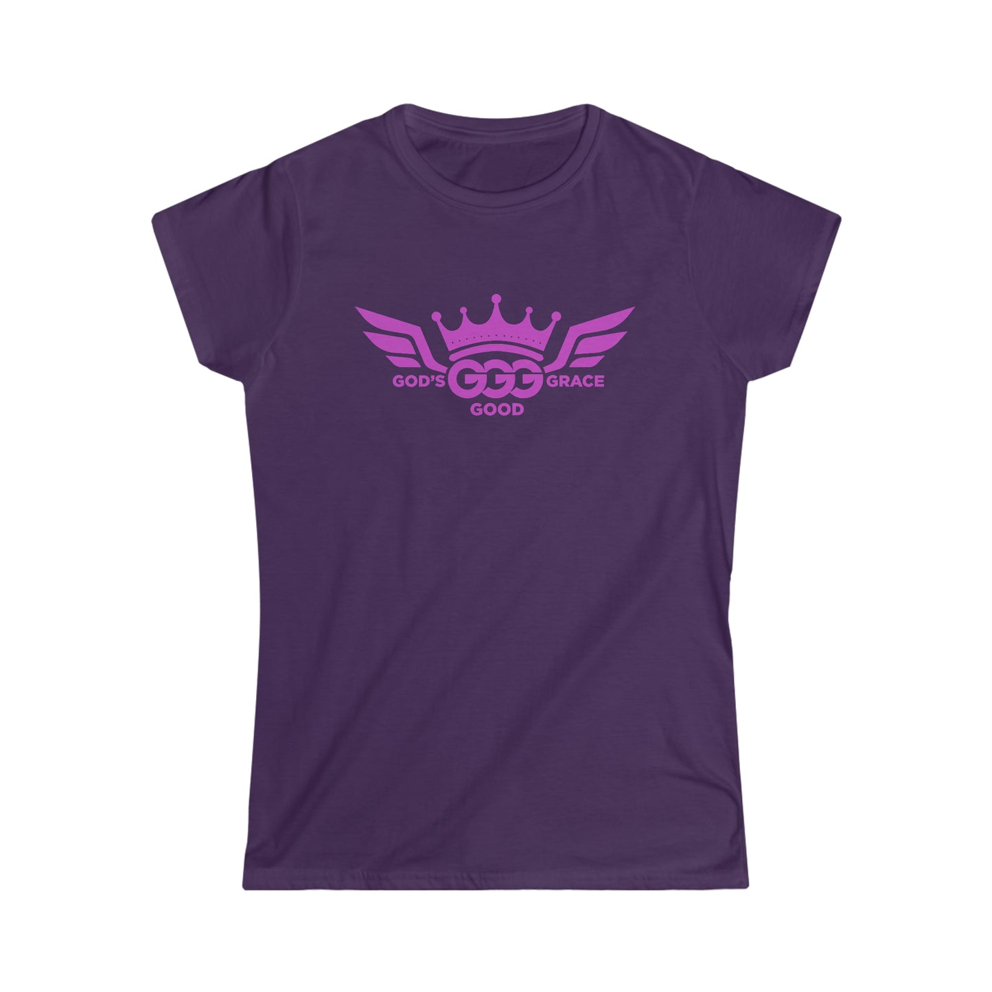 A....PURPLE LOGO WOMENS white Softstyle Tee