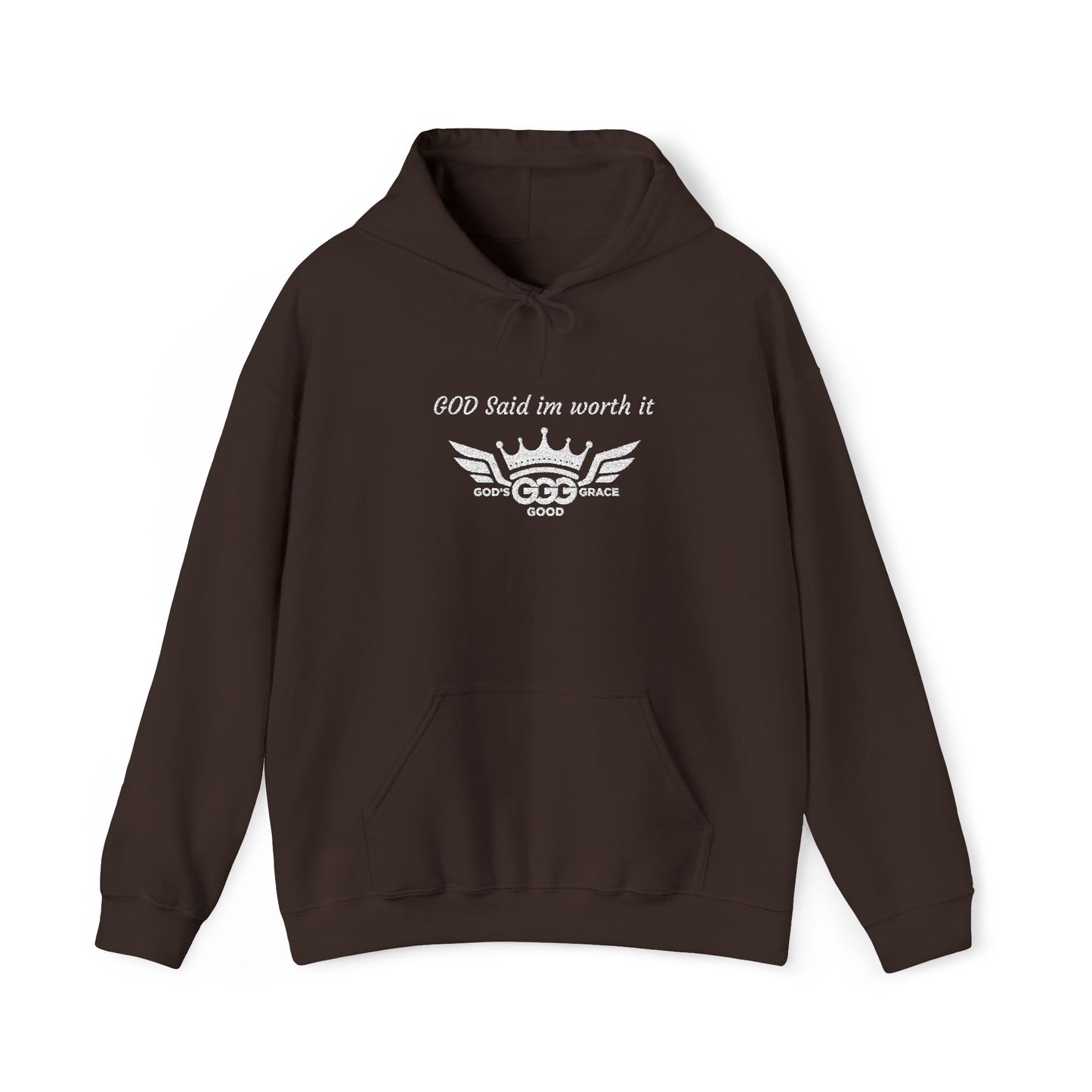 B...GGG b White Logo EMBROIDERY God said I'm worth it Hoodie MULTIPLE COLORS