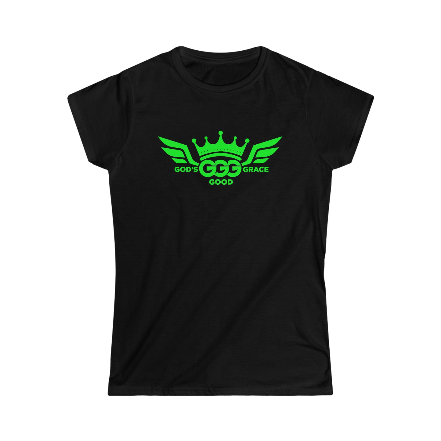 A....florsnt GREEN LOGO WOMENS black Softstyle Tee