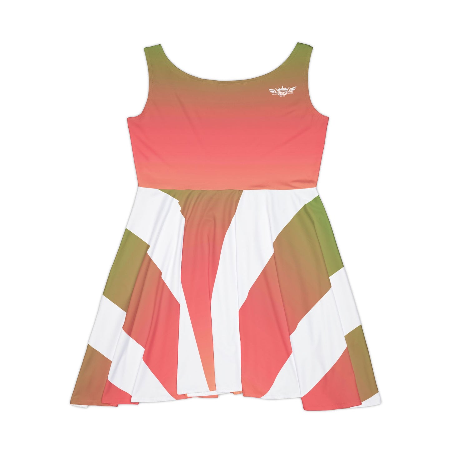 P...GGG..Peach, green, white Women's Summer Dress