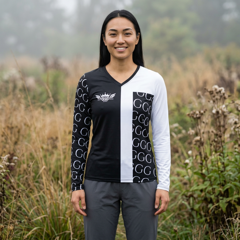 F...black GGG design z Women's V‑Neck Long Sleeve — (petite to plus size)