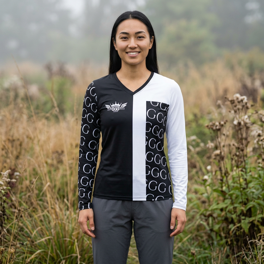 F...black GGG design z Women's V‑Neck Long Sleeve — (petite to plus size)