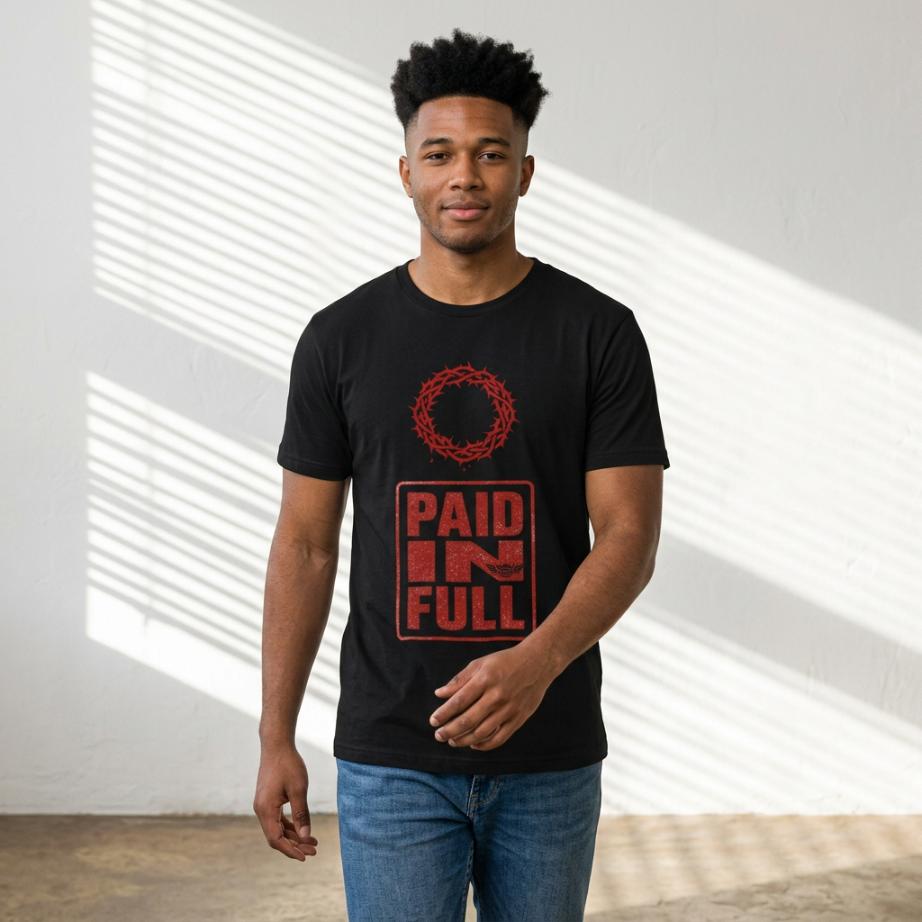 I...GGG PAID IN FULL red,black Graphic Tee — Faithwear