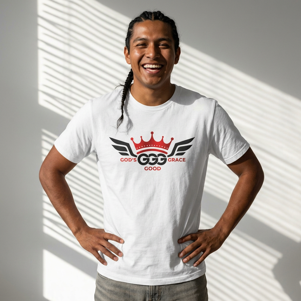 O...GGG red/black logo white Graphic Tee — Faithwear