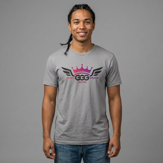 Q...GGG purple/black logo MULTIPLE COLORS Tee — Faith-Based Graphic T-Shirt