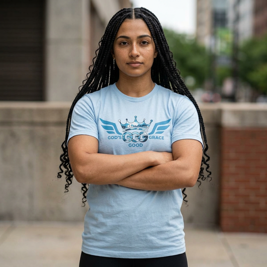 R...GGG....g...Blue Camouflage logo MULTIPLE COLORS Tee — Faith-Based Graphic T-Shirt