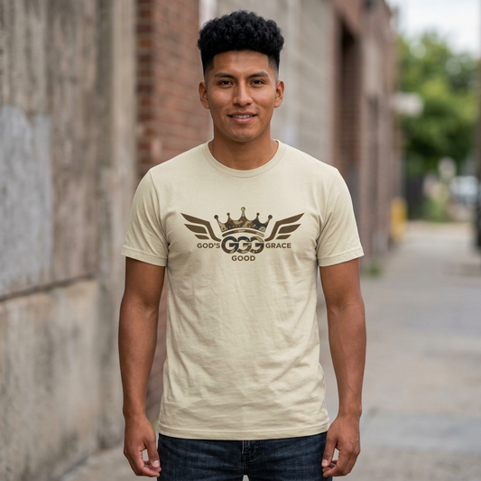 R...GGG....-hg....Brown Camouflage logo ...MULTIPLE COLORS Tee — Faith-Based Graphic T-Shirt