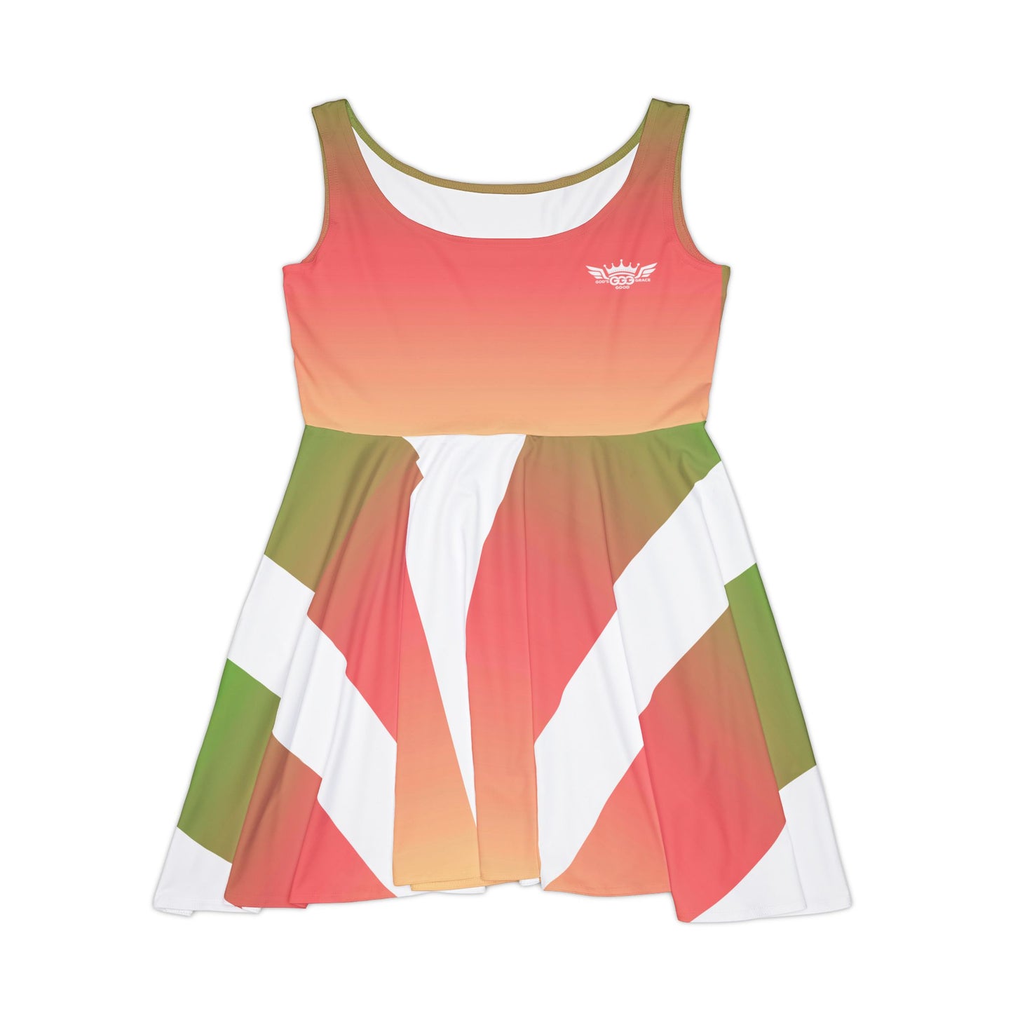 P...GGG..Peach, green, white Women's Summer Dress