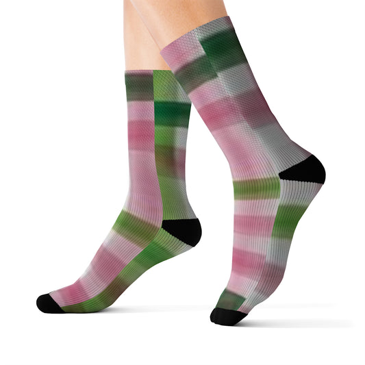 C...green/pink/white design Sublimation Socks ( Socks, t-shirt, hat SOLD SEPARATELY )