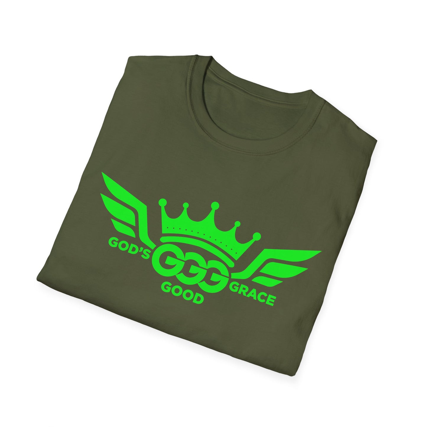 A.....MULTIPLE COLORS Florescent GREEN LOGO.. Unisex SOFTSTYLE T-Shirt