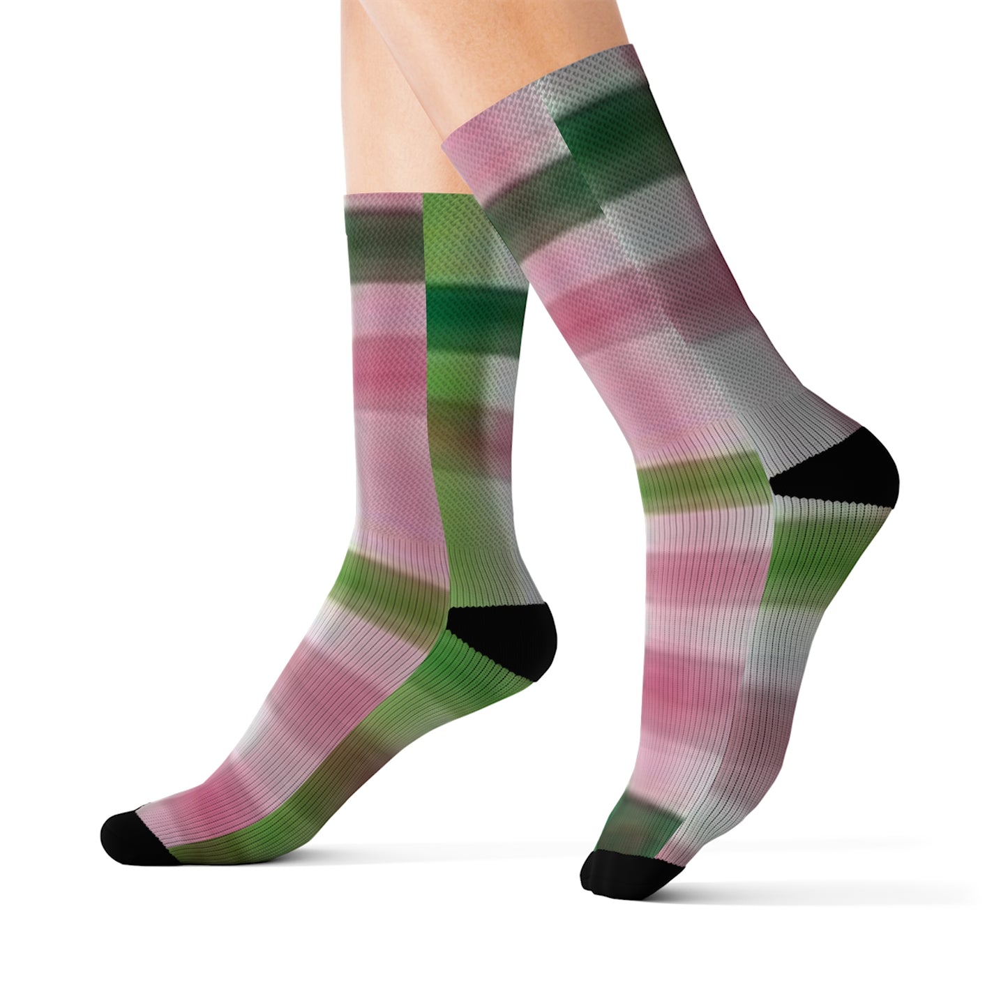 C...green/pink/white design Sublimation Socks ( Socks, t-shirt, hat SOLD SEPARATELY )