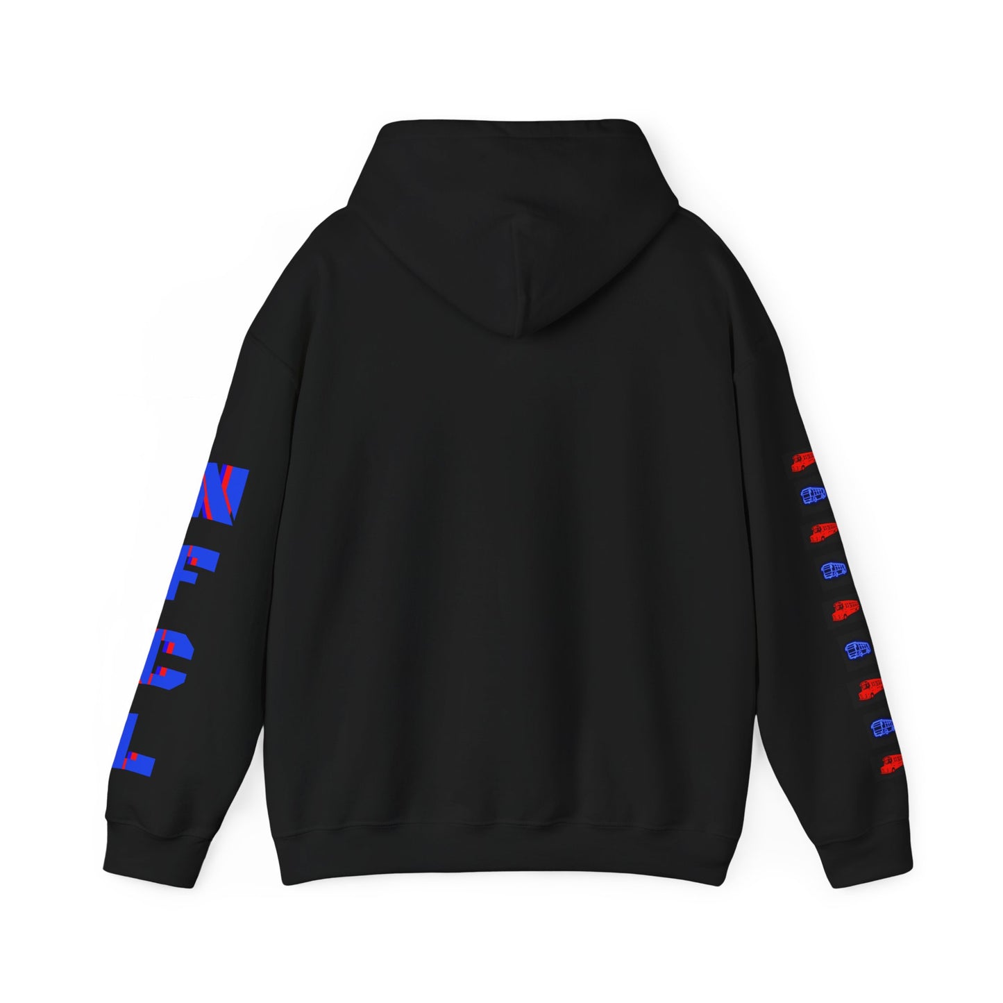 Z...b..NFCL WORK ATTIRE Niagara Falls Coach Lines Hoodie with Red/blue/black Sleeve Graphics