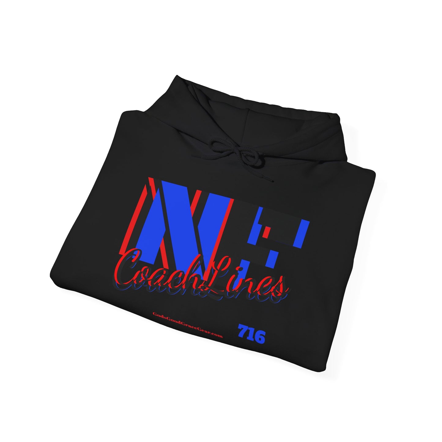 Z...NFCL WORK ATTIRE Niagara Falls Coach Lines Hoodie with Red/blue/black Sleeve Graphics