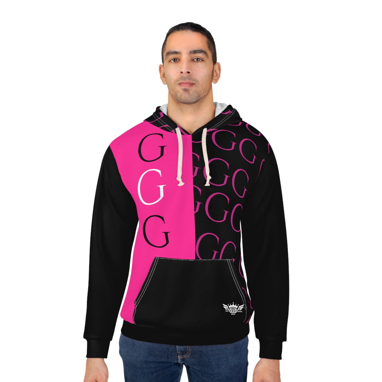 A......................GGG...POLYESTER BIG BOY PINK BLACK DESIGN Unisex Pullover Hoodie