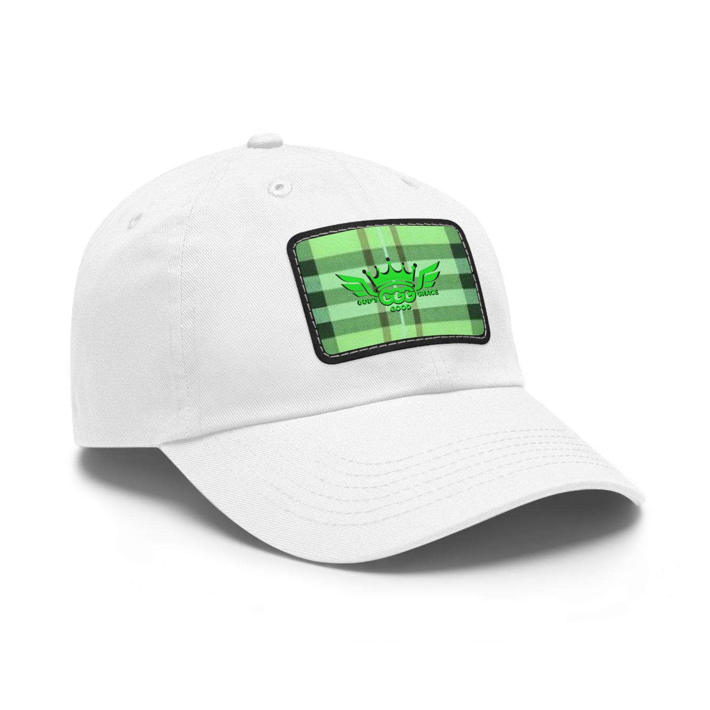 H...GGG florescent green,black,white design WOMENS Hat with Leather Patch