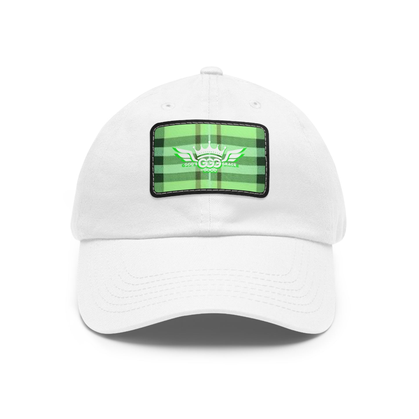 K...GGG florescent green,black,white design WOMENS Hat with Leather Patch