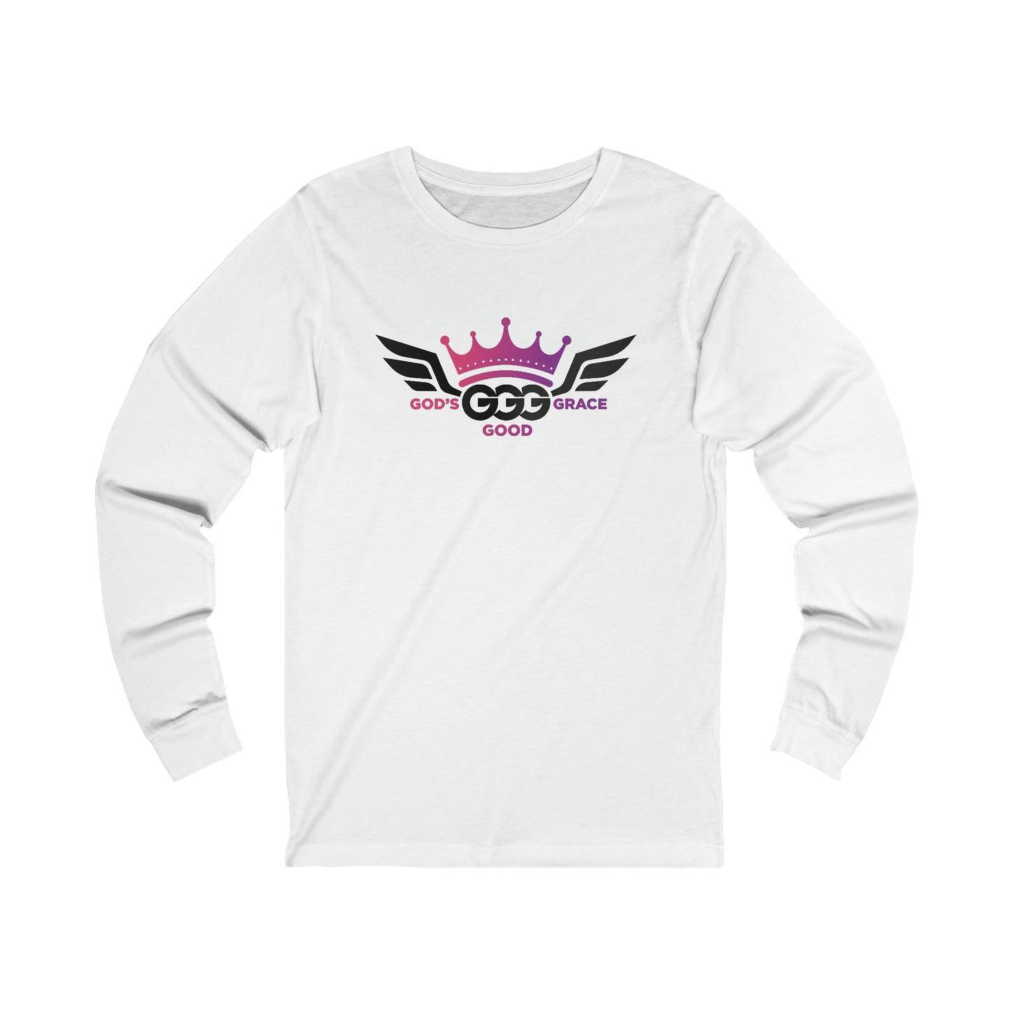 C...PURPLE/BLACK LOGO white Unisex Jersey Long Sleeve Tee