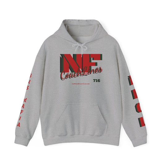 Z...NFCL WORK ATTIRE Hoodie with Red/hunter green grey ...Sleeve Graphics
