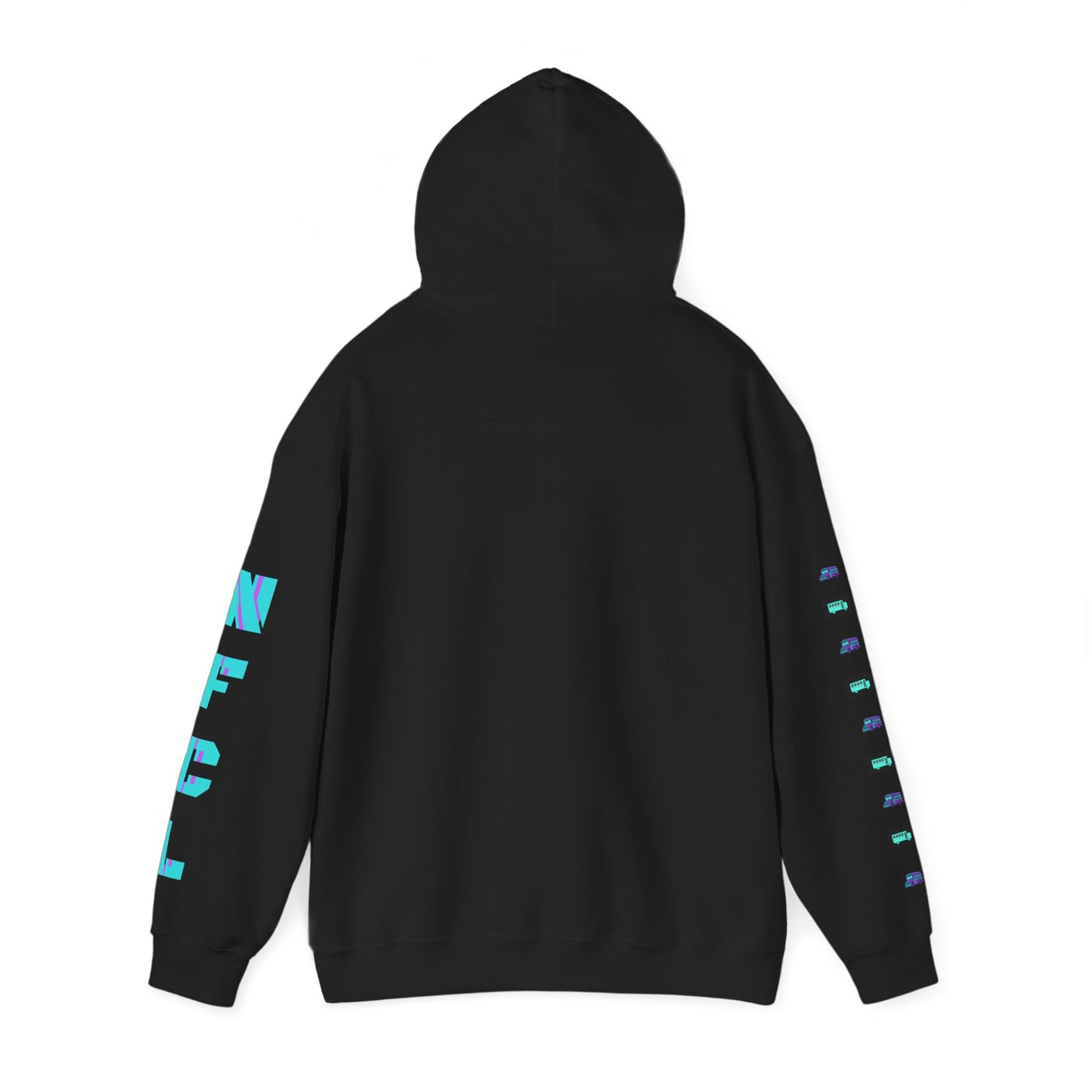 Zzz_CUSTOMIZED for DOM UNIQUE....NFCL WORK ATTIRE Niagara Falls Coach Lines Hoodie with turquoise/purple/black Sleeve Graphics
