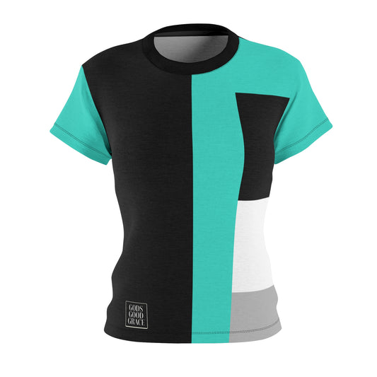 A...GGG turquoise,black,white design Women's AOP Cut & Sew Tee