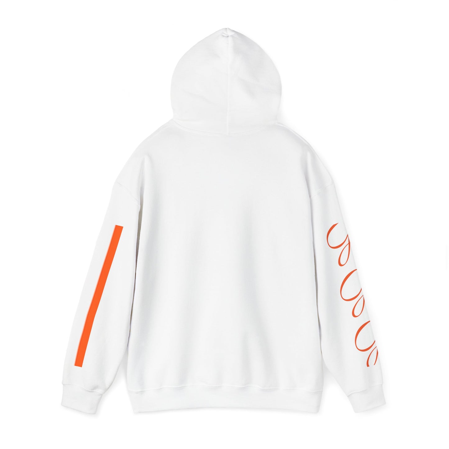 B...WHITE LOGO orange/white design.. white Unisex Heavy Blend™ Hooded Sweatshirt