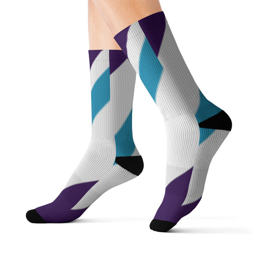 A.......purple/turquoise/white GGG design Sublimation Socks