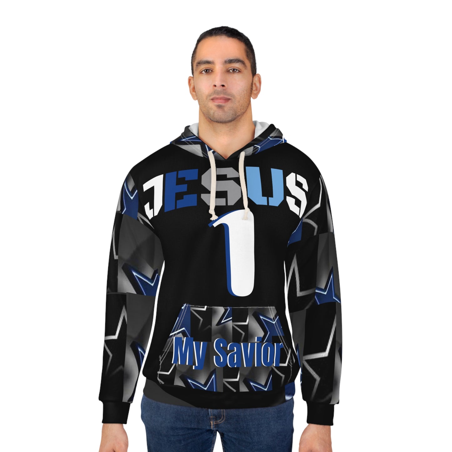 A..........JESUS BIG BOY blue/gray Unisex Pullover Hoodie (AOP)
