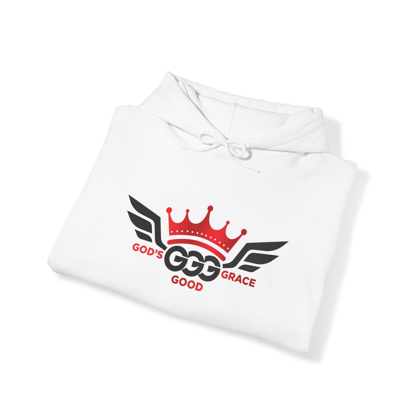 B.....RED/BLACK LOGO GGG White Unisex Heavy Blend™ Hooded Sweatshirt