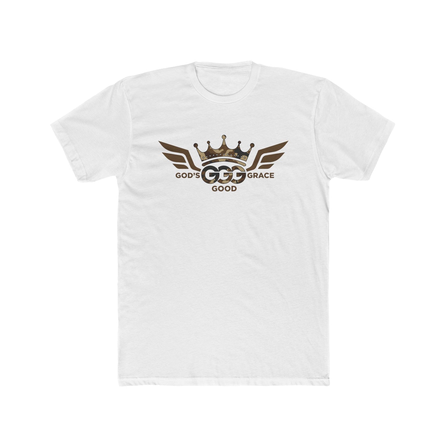 R...GGG....-hg....Brown Camouflage logo ...MULTIPLE COLORS Tee — Faith-Based Graphic T-Shirt