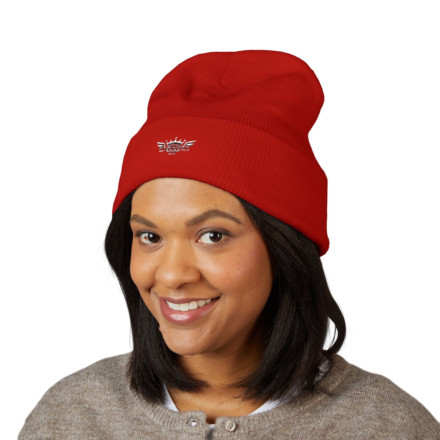 T...GGG White Logo Embroidered Classic Cuffed Beanie —MULTIPLE COLORS... Knit Hat
