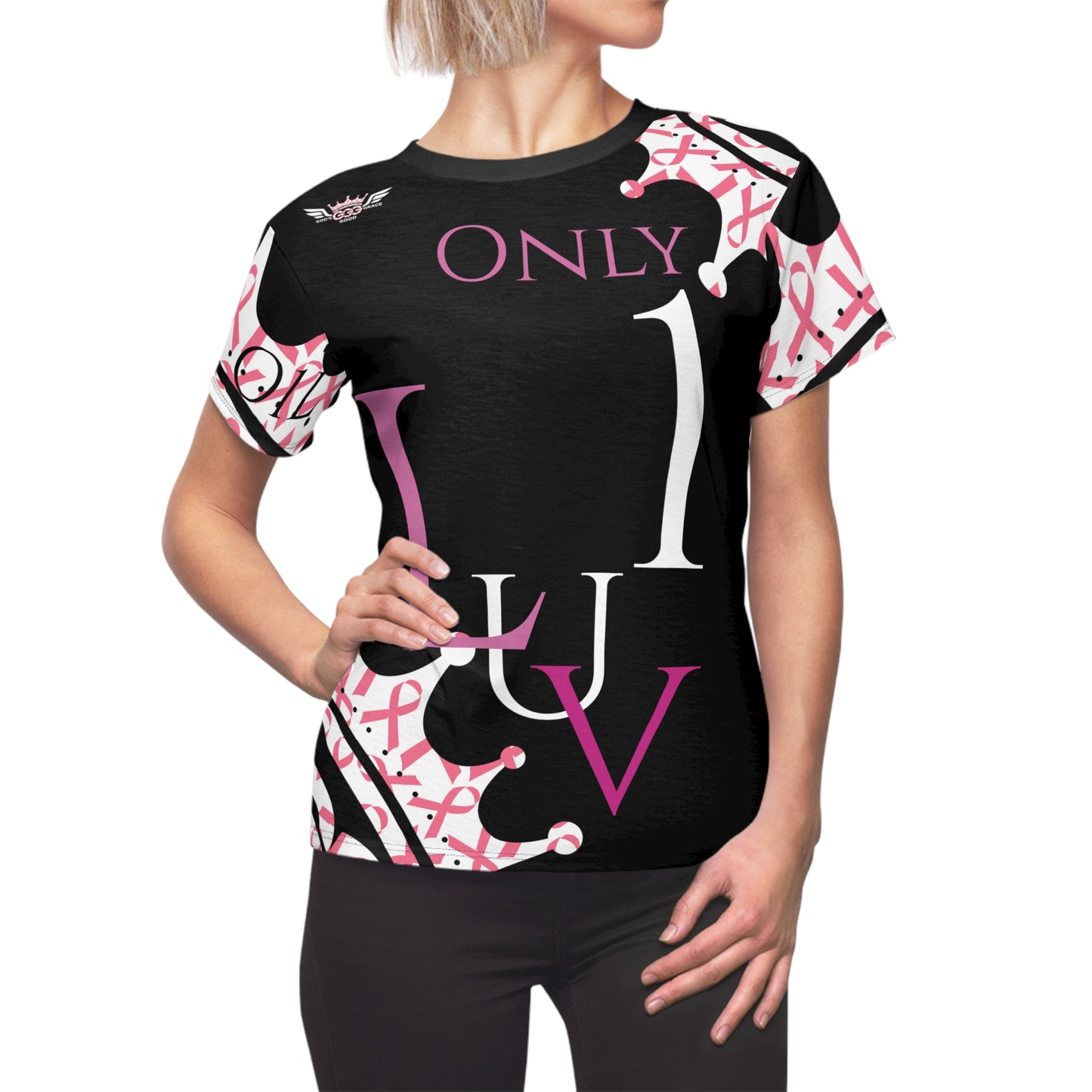 T...a GGG CANCER Support pink design Women's AOP Cut & Sew Tee