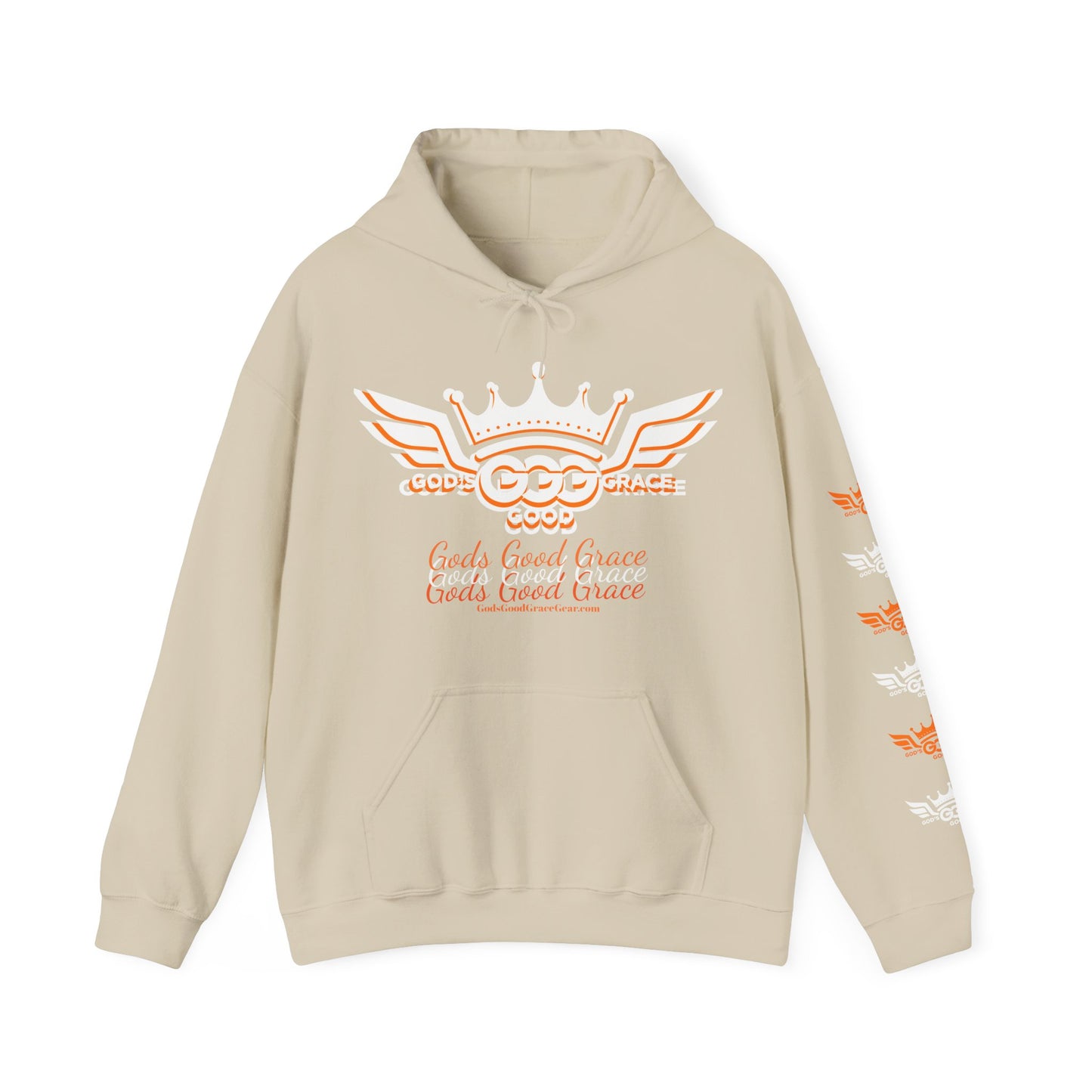 A......................GGG Orange/Coral/white/cream hoodie God's Good Grace Gear