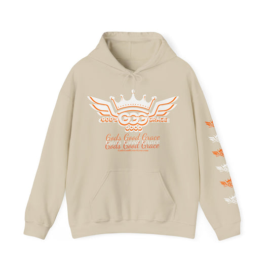 A......................GGG Orange/Coral/white/cream hoodie God's Good Grace Gear