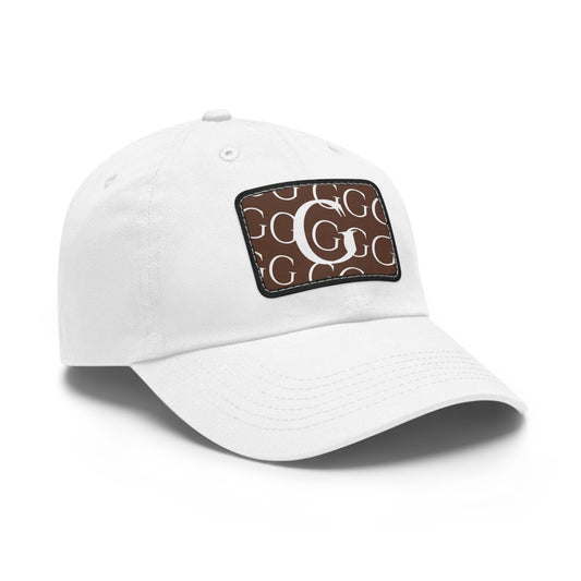 M...a brown,white GGG design WOMENS Hat with Leather Patch