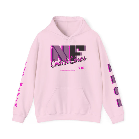 Z...q..NFCL WORK ATTIRE pink purple black Hoodie with Purple Sleeve Graphics