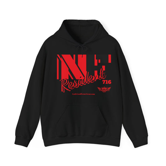 A...................NF Resident red/black GGG Unisex Heavy Blend™ Hooded Sweatshirt