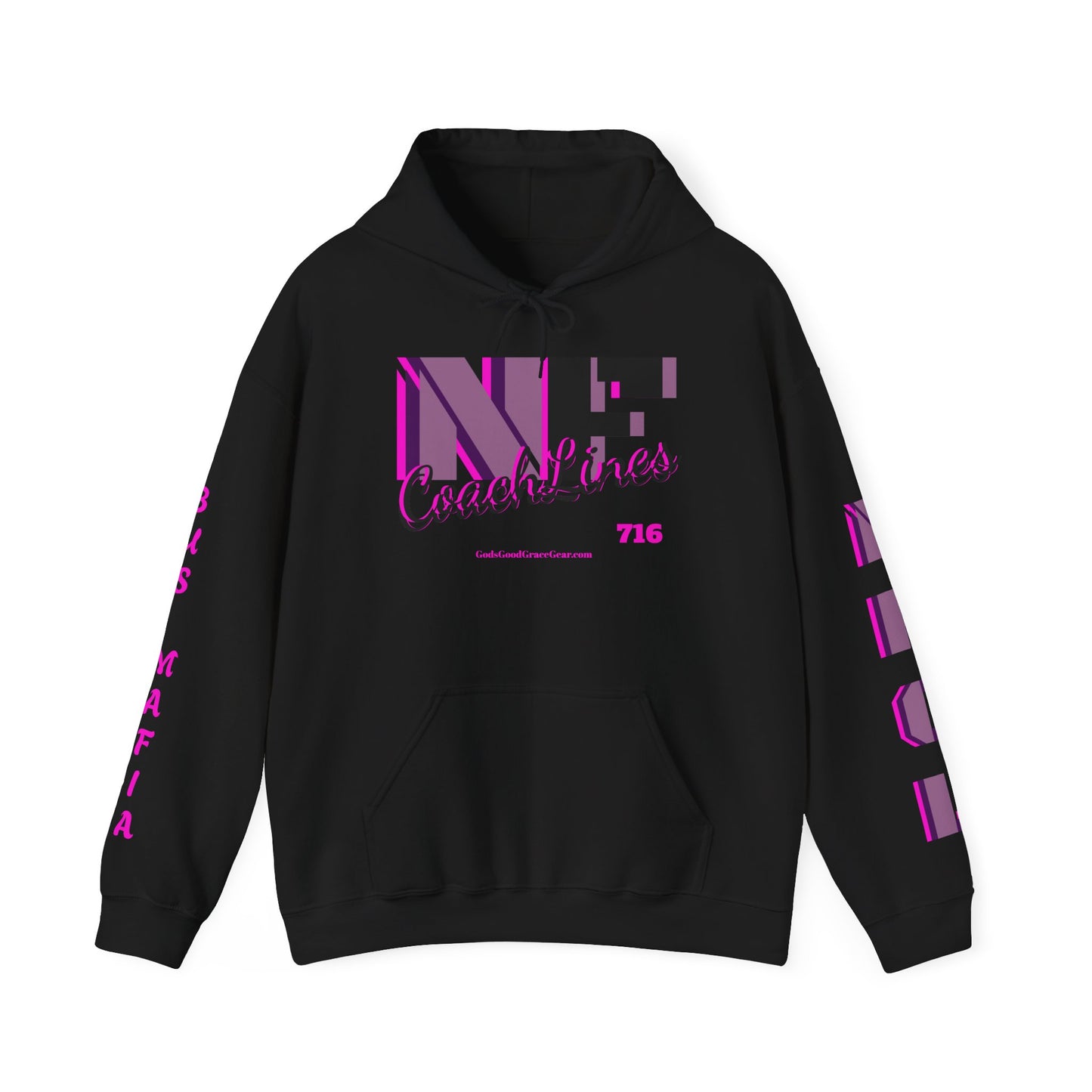 Z...NFCL WORK ATTIRE pink purple black Hoodie with Purple Sleeve Graphics