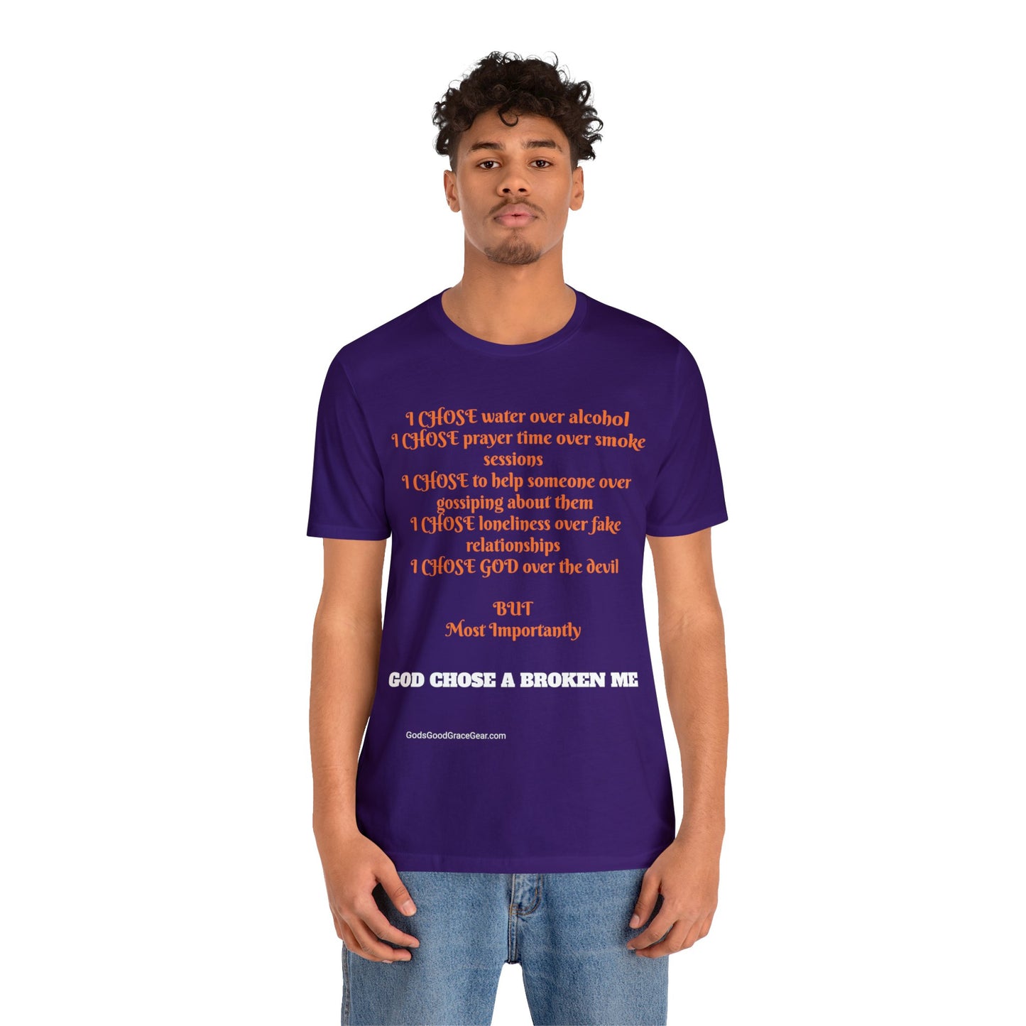 C...heavier blend I CHOSE purple Unisex Jersey Short Sleeve Tee