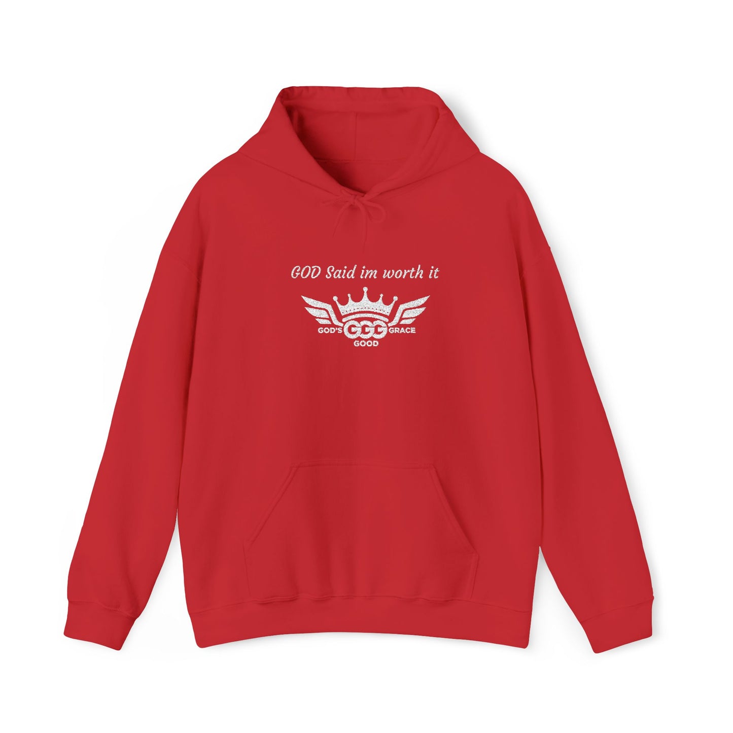 B...GGG b White Logo EMBROIDERY God said I'm worth it Hoodie MULTIPLE COLORS
